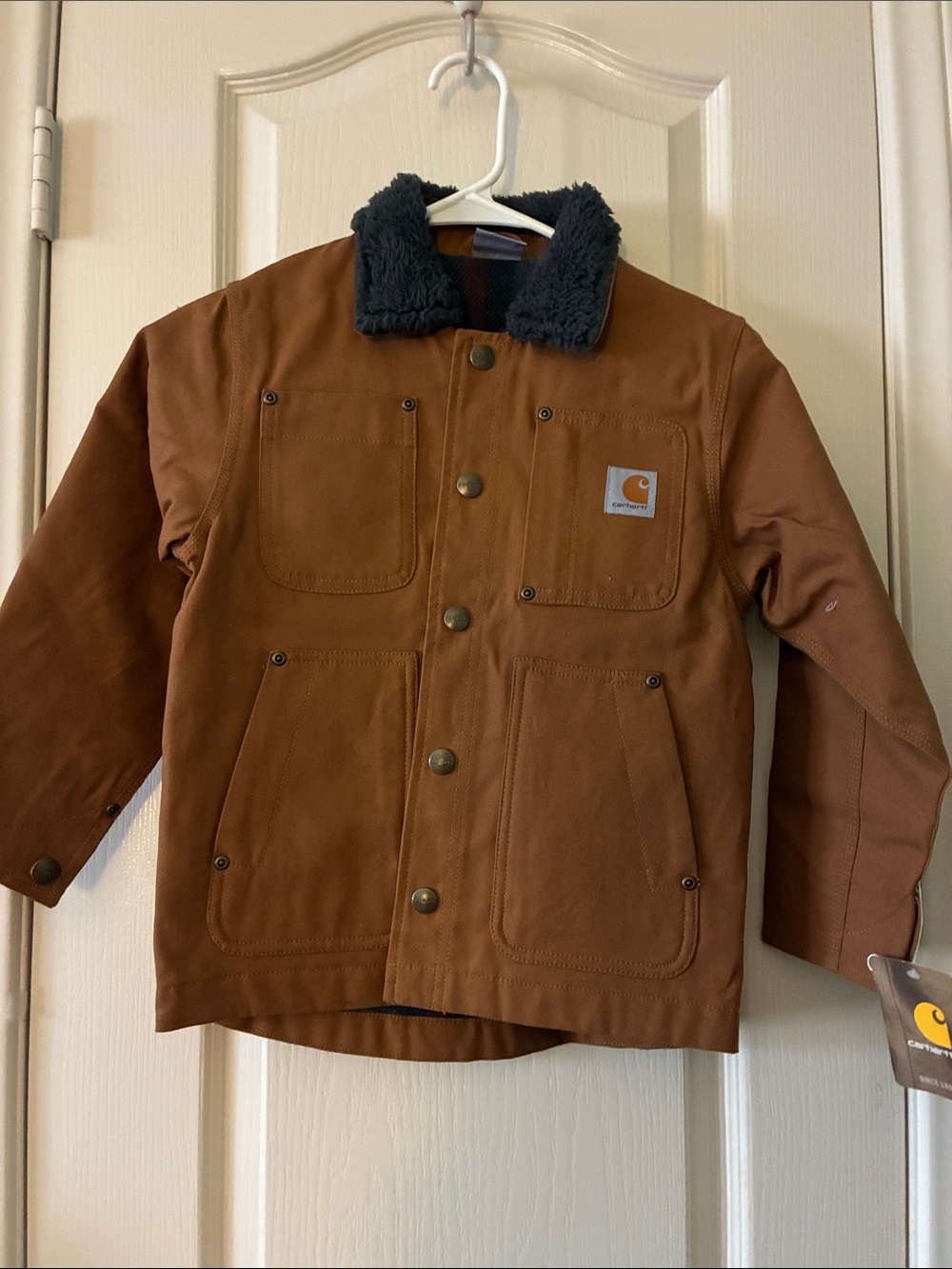 Carhartt Brown Work Jacket with Dark Sherpa Collar